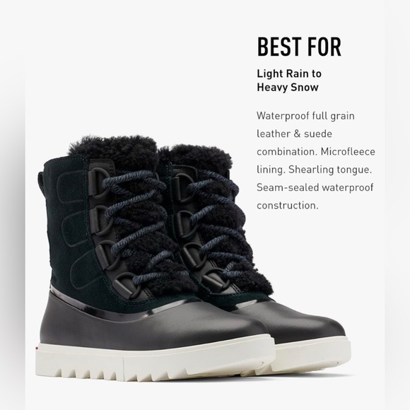 Sorel Women's Joan of Arctic Leather & Suede Winter Boot Black Sea Salt, US 8.5 - Picture 6 of 9